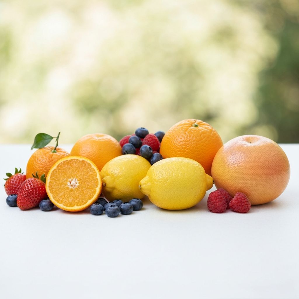 Fresh citrus fruits and berries